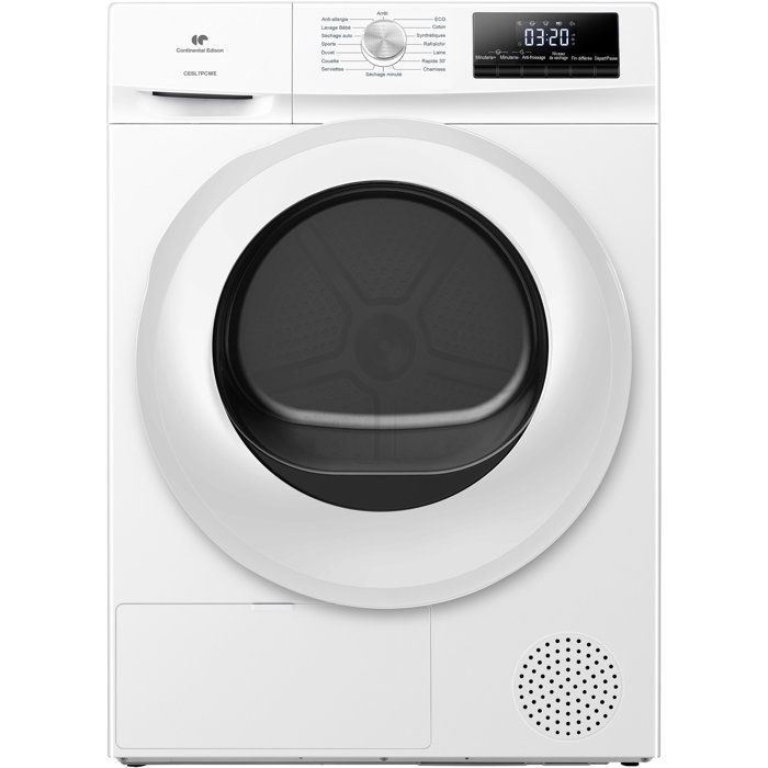 Sèche-linge pompe à chaleur - CONTINENTAL EDISON - CESL7PCWE - 7 kg - 60 cm - Classe E - Blanc