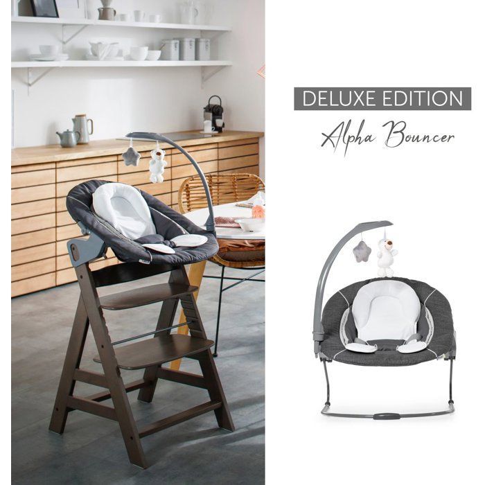 Hauck Alpha Bouncer Deluxe Babywippe mit Spielbogen - Grau