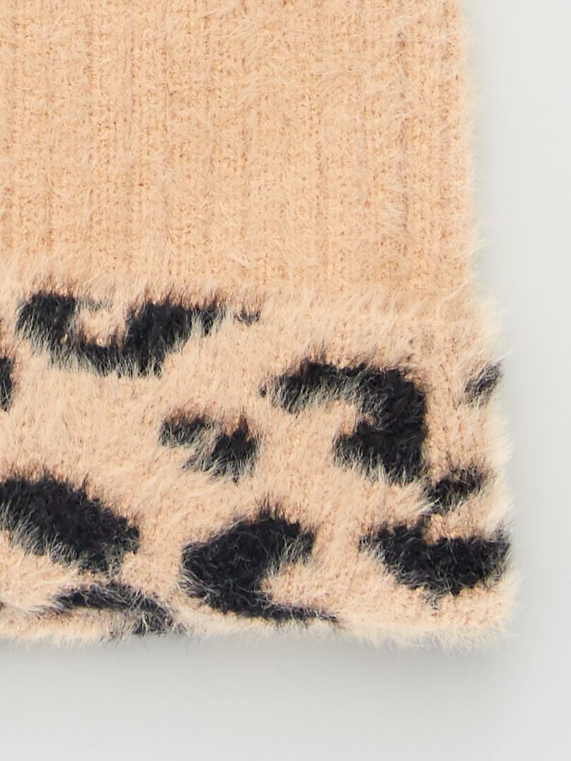Wełniana dzianinowa czapka „Leopard” – BRĄZOWA