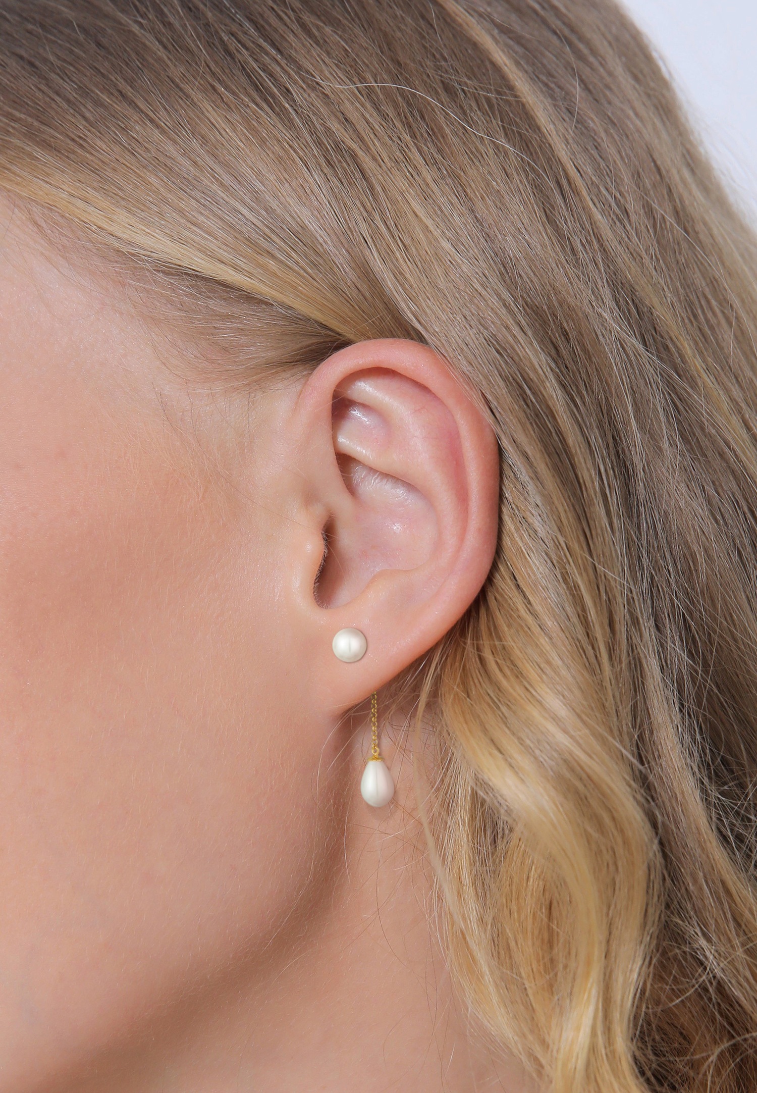 Nenalina Femmes Earjacket Goutte tendance avec perles de coquillage en argent sterling 925