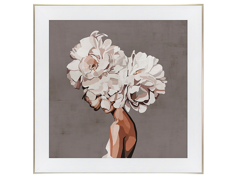Obraz w ramie Woman With Head In Flowers 84x84 cm