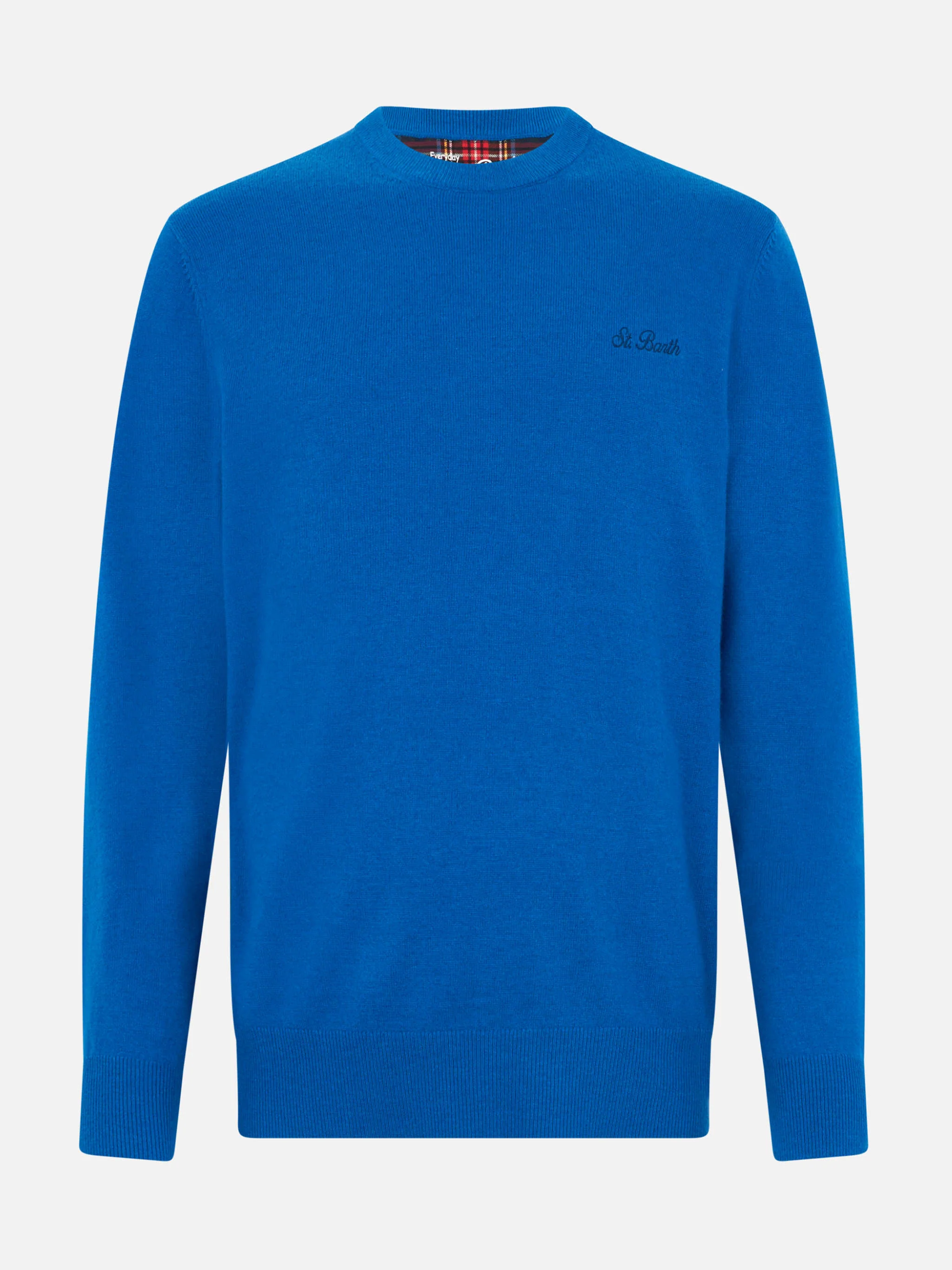 Regent herentrui met ronde hals, blauw, van kasjmierblend