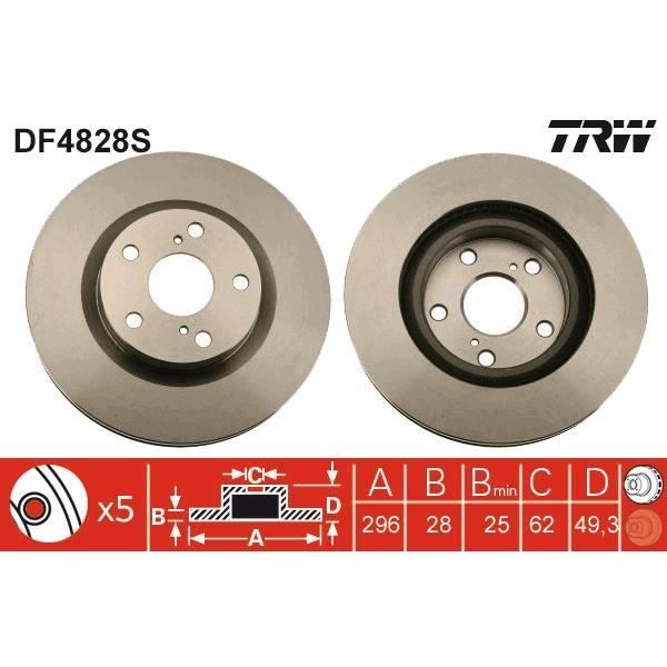 TRW Disque de frein unitaire DF4828S