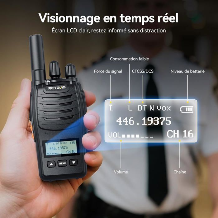 Walkie Talkie profesional Retevis H777D, walkie talkie de largo alcance, pantalla LCD, botones, para uso en seguridad y hoteles (paquete de 10)