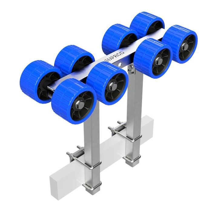 8-roller boat launch aid with 2 supports, EVA SUPROD boat trailer, Ø 120 mm, blue/black