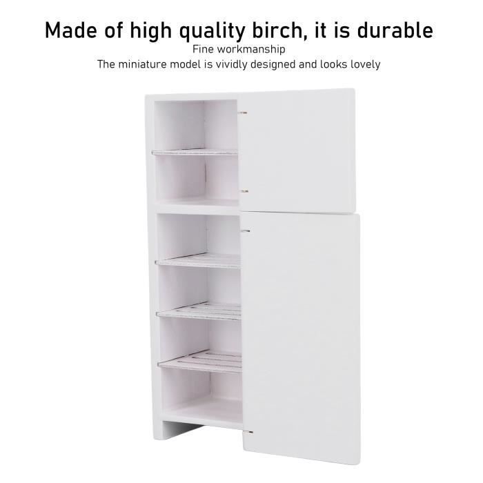 Miniature Refrigerator - SALUTUYA - 1:12 Dollhouse - Solid Wood - Double Door - 5x4.7x15cm