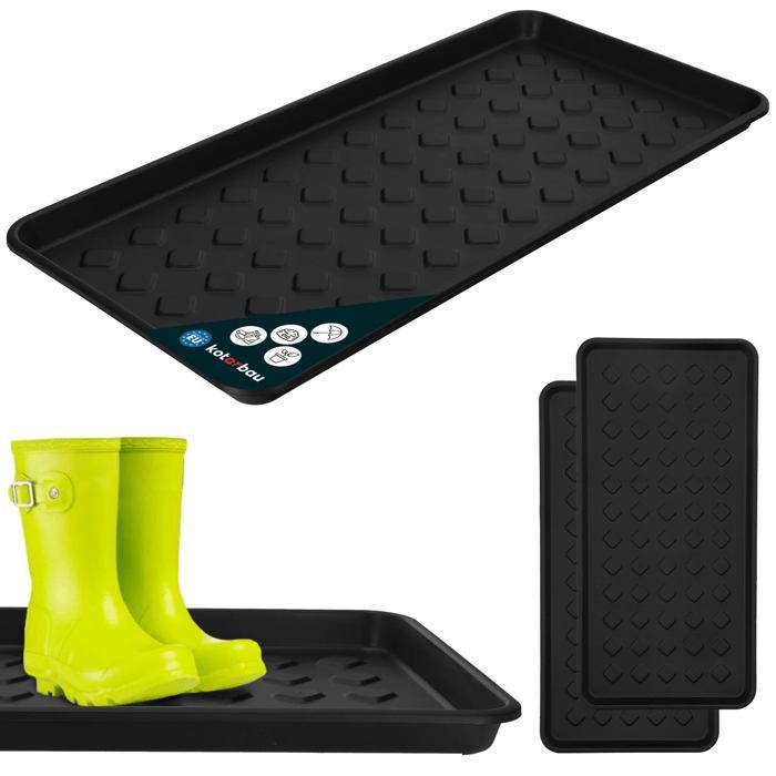 KOTARBAU Tapis égouttoir à chaussures étroit pour armoires de couloir Noir 71,6 x 34,8 cm Lot de 2 ,