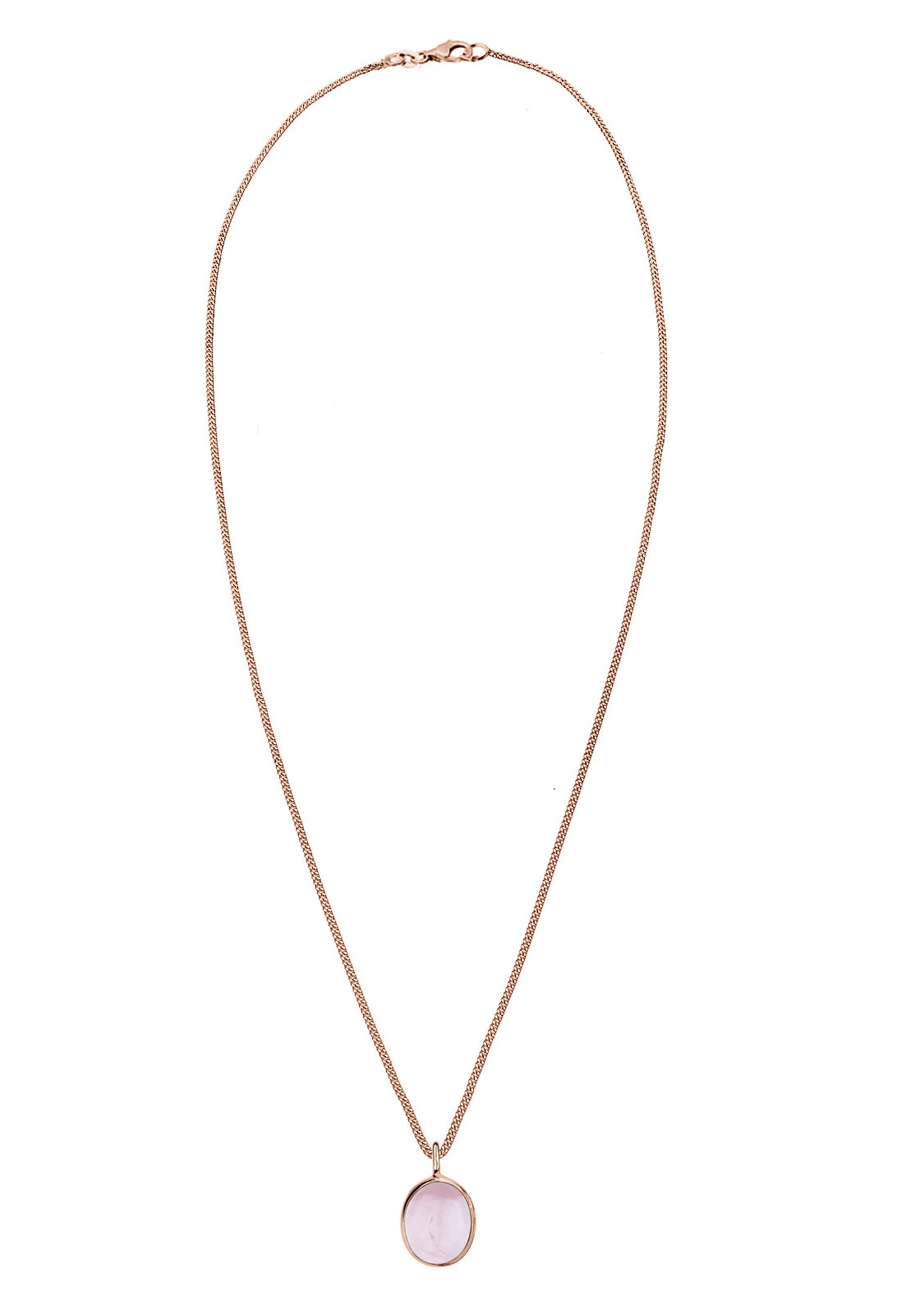 Elli Femmes Pendentif Ovale Solitaire avec Quartz Rose en Argent Sterling 925 Plaqué Or Rose