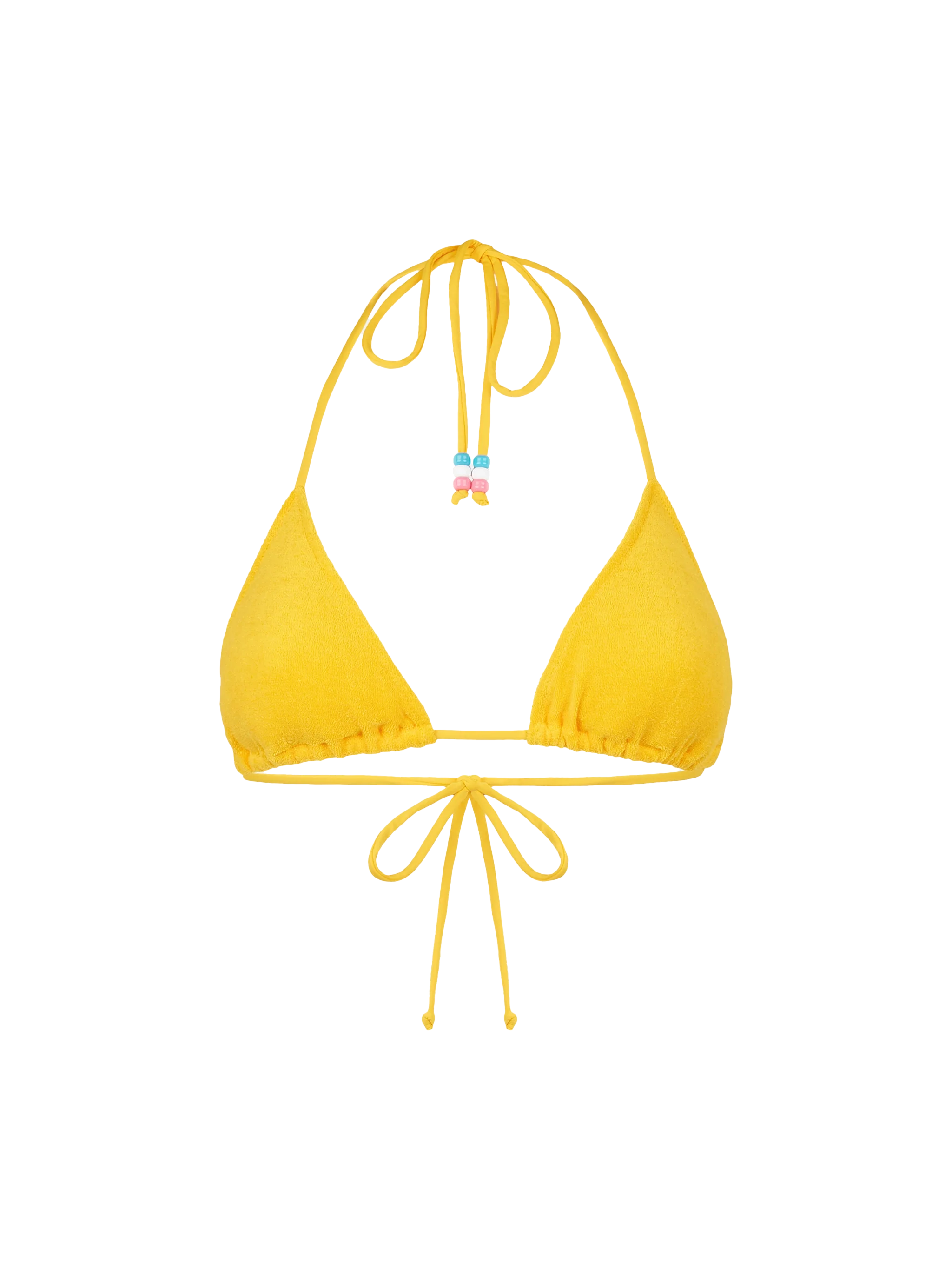Traje de baño triangular para mujer de esponja con adornos.