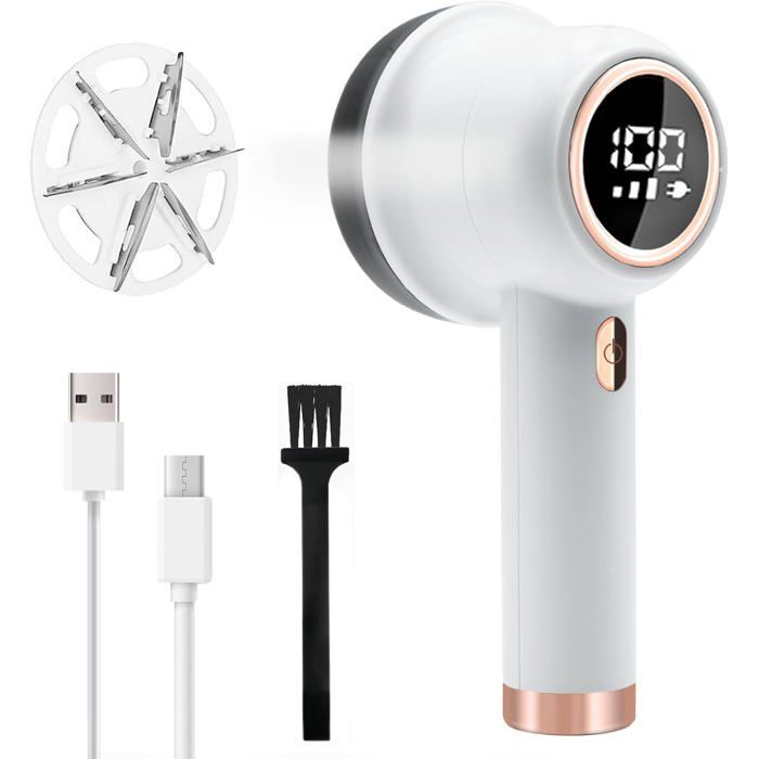 Removedor de fiapos JORMFTTE, 3 velocidades, 6 lâminas de LED para roupas, sofás, cobertores e cortinas.