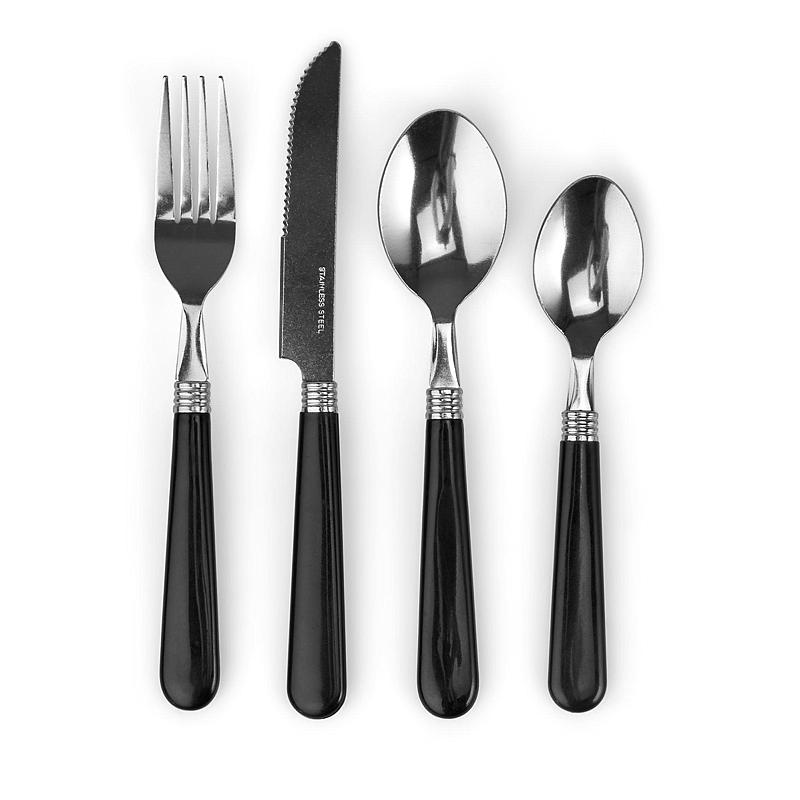 Küchenbesteck-Set, 16-teilig, Stahl/schwarz