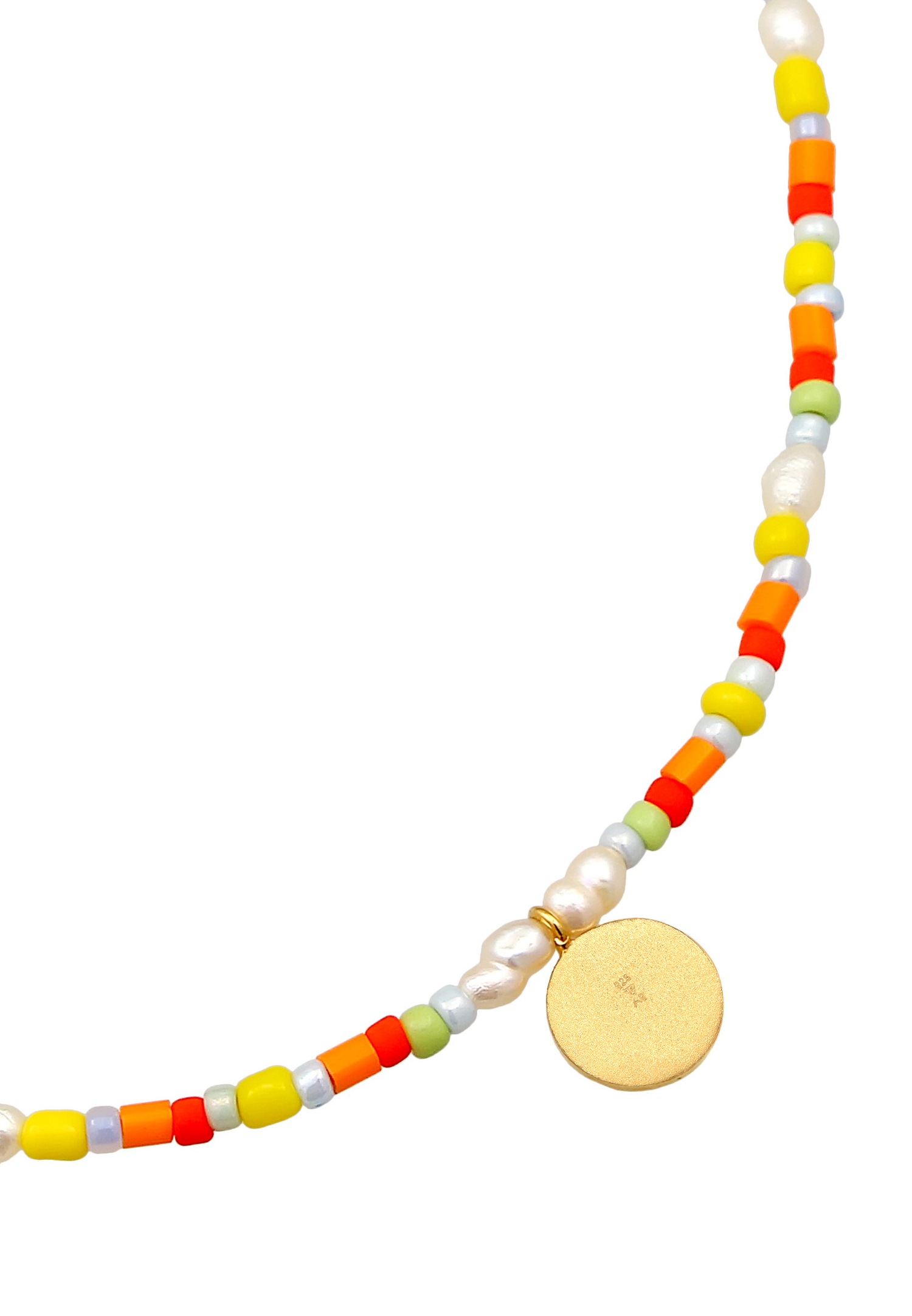 Elli Pendentif femme Choker plaquette Beads Boho en argent sterling 925 plaqué or