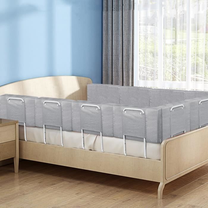 Barandilla de cama ajustable en altura HENGMEI de 60 cm, protección lateral ajustable para cama infantil o de padres, color gris lino.