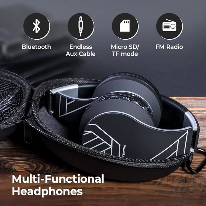 Bluetooth Headphones, Wireless On-Ear Headphones with Built-in Microphone, HD Stereo, Micro SD/TF Mode, Black/Silver