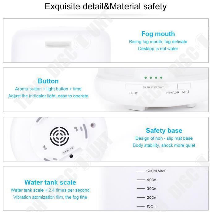 Humidificador - TD® - Modelo 118 - Aromaterapia - USB y CA - Área 21-30 m²