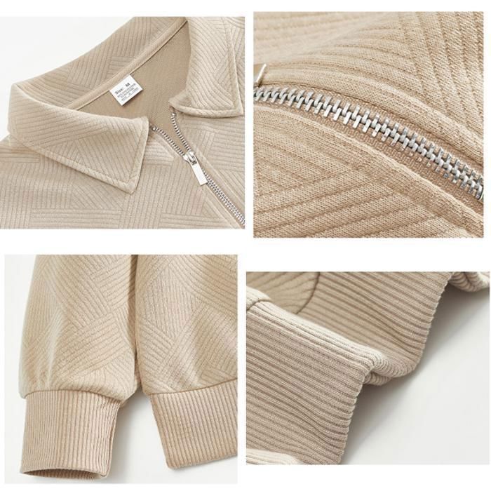 Men's Half-Zip Sweatshirt, Autumn/Winter, Men's Pullover, Lapel Collar, Casual, Warm, Lightweight, Solid Color, Regular Fit – Light Gray