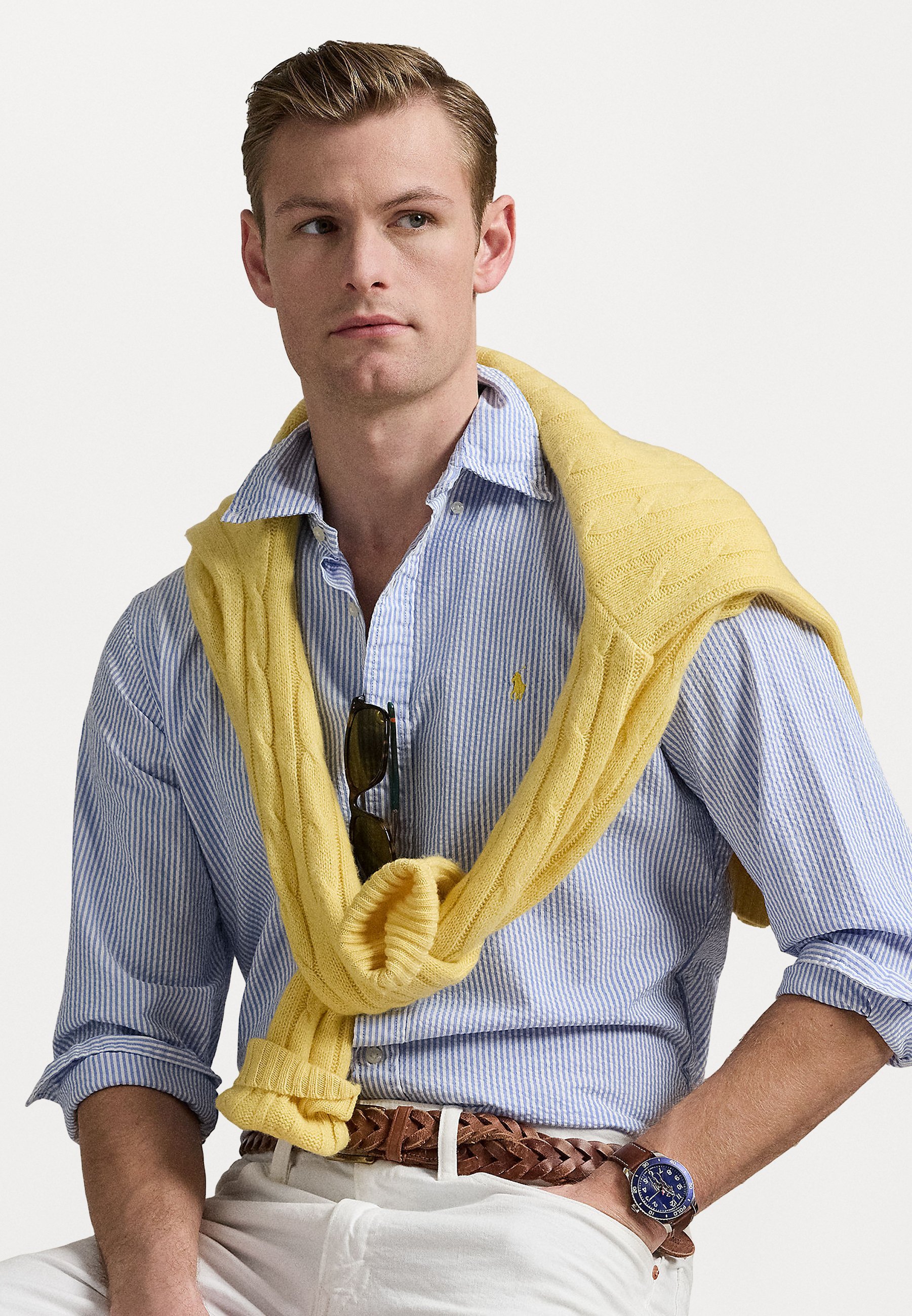 CUSTOM FIT STRIPED SEERSUCKER SHIRT - Vapaa-ajan kauluspaita - light greyPolo Ralph Lauren