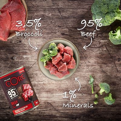 Wellness Core Adult 95% Single Protein Oksekød & Broccoli Vådfoder til Hunde