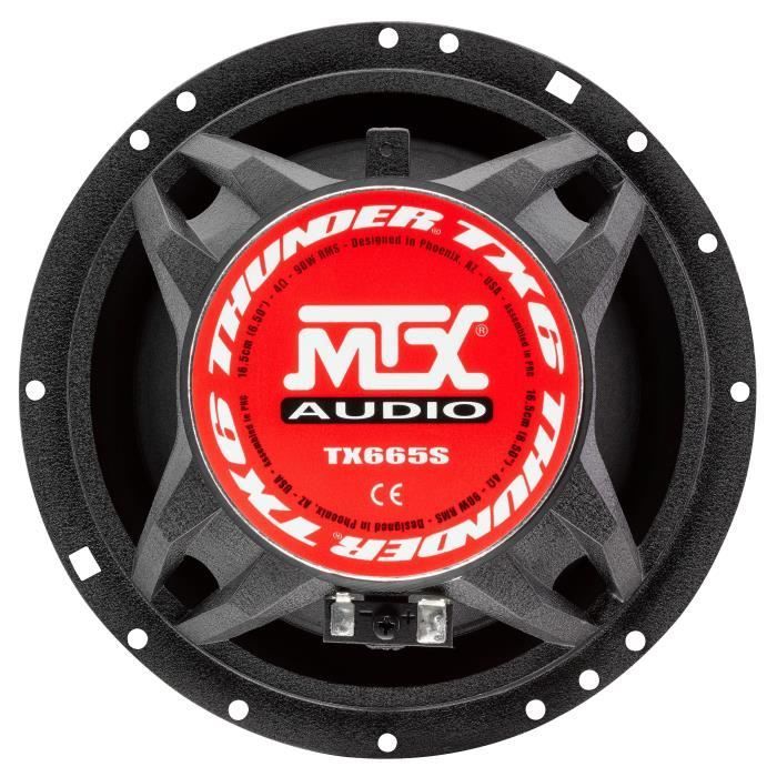 Kit de 2 vías - MTX AUDIO - 16,5 cm - 4 Ω - 90 Wrms - Chasis de aluminio - Bobina móvil TIL de 30 mm - Tweeter de neodimio de 28 mm