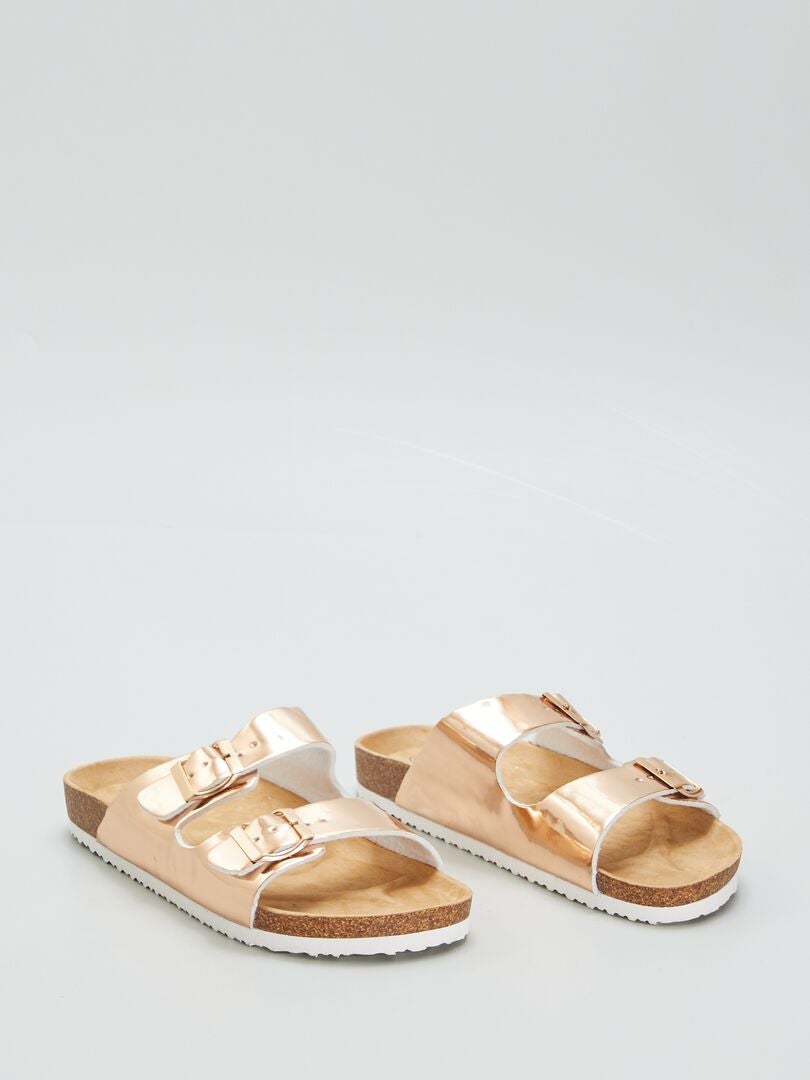 Muiltjes met metalen gespen - BEIGE