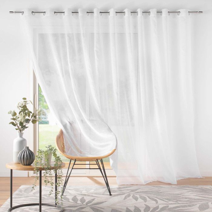 Tenda trasparente per bovindo, 400 x 240 cm – Voile sabbiato, Lissea White