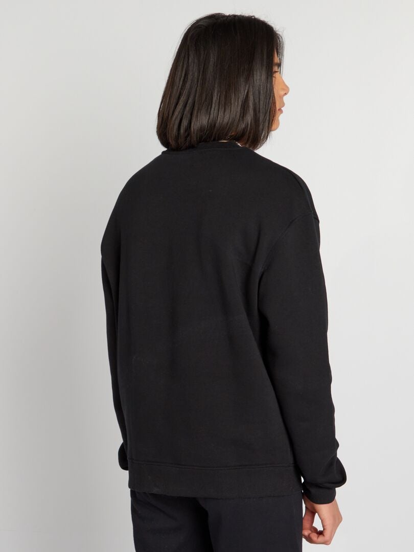 Effen sweatshirt met ronde hals - zwart