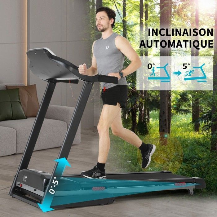 Tapis de Marche/Course  Electrique Pliable,LCD 12 Programmes Verin hydraulique Bluetooth SY-T2710