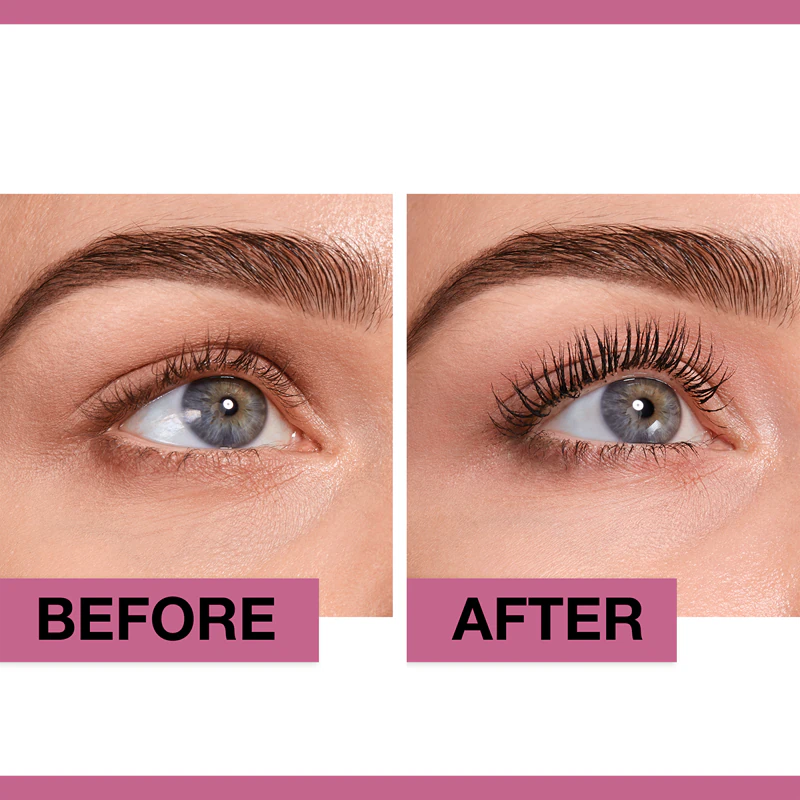 Máscara para cílios à prova d'água Lash Sensational da Maybelline New York que alonga, curva e dá volume aos cílios.