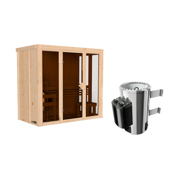 Sauna Ida 2 med varmeovn, 3,6 kW, naturlig tre