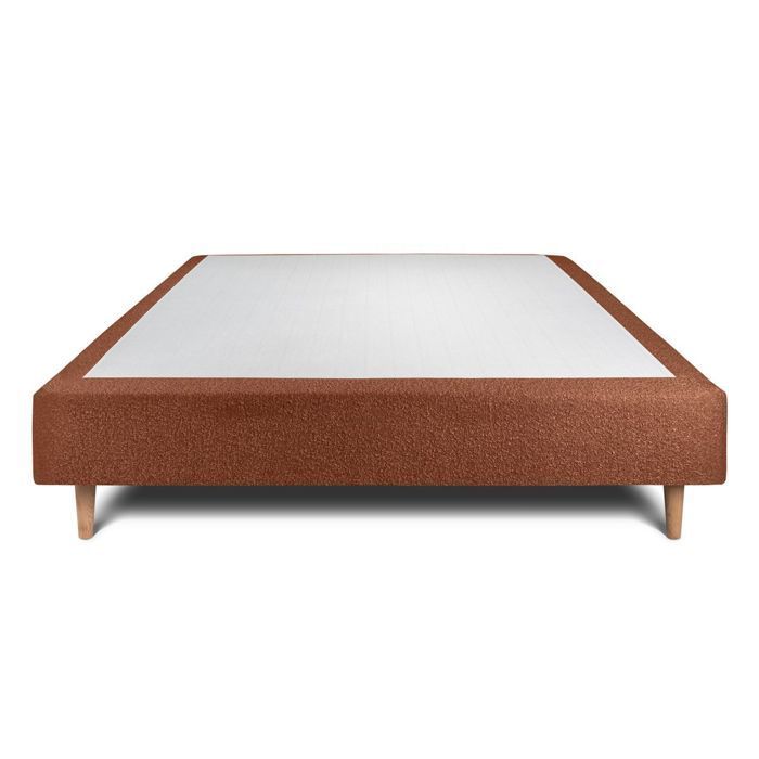 Sommier Tapissier Bouclette Terracotta 160x200 H35cm Sommeil de plomb - Sommier en bois massif avec Pieds bois cones 15 cm
