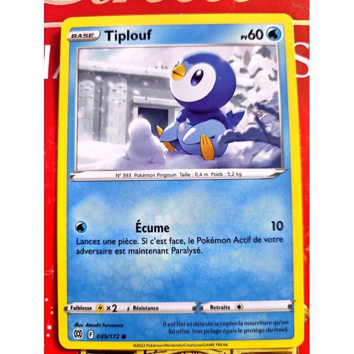 Carta Pokémon de Piplup 035/172 – Espada y Escudo – Carta oficial francesa