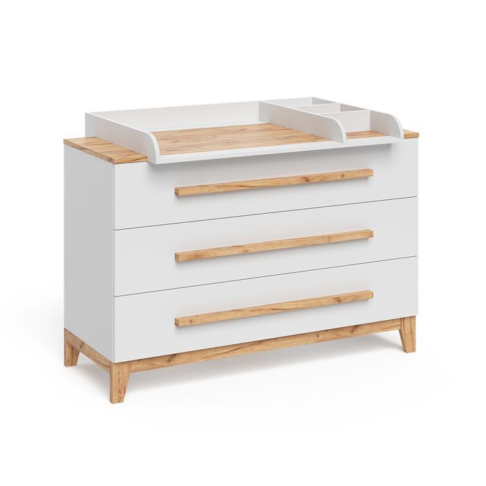 Table à langer Malia 133.2x98cm avec 3 tiroirs Blanc/Artisan Artisan Vitalispa 58355