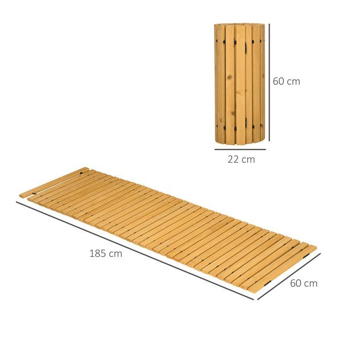 Outsunny - Allée de Jardin - Bois de sapin - 185x60x1.9cm - Jaune