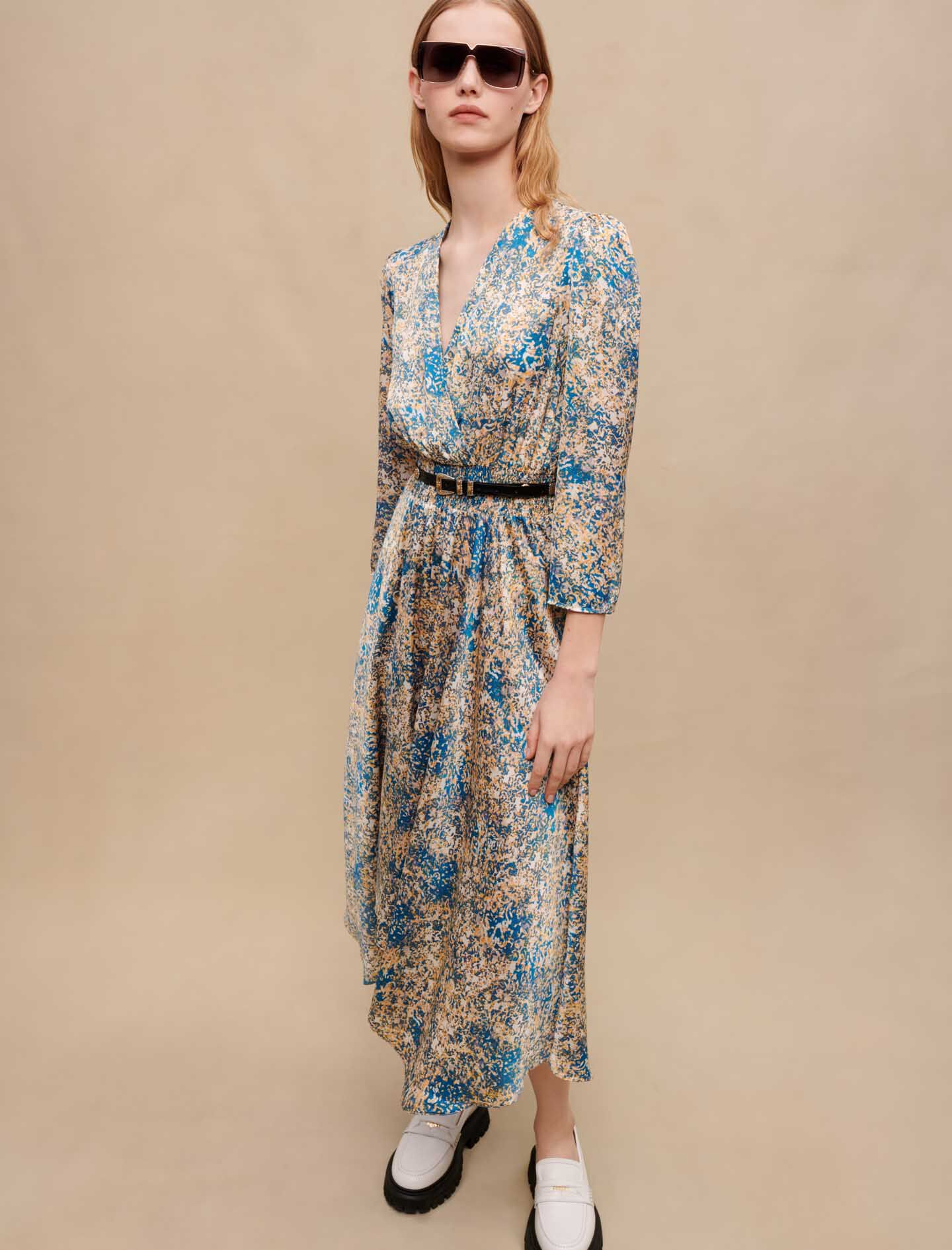 Asymmetrische jurk-Abstrait blauw