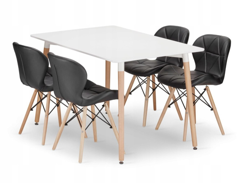 Zest stół prostokątny ADRIA 120x80 biały   4 krzesła LAGO cz
