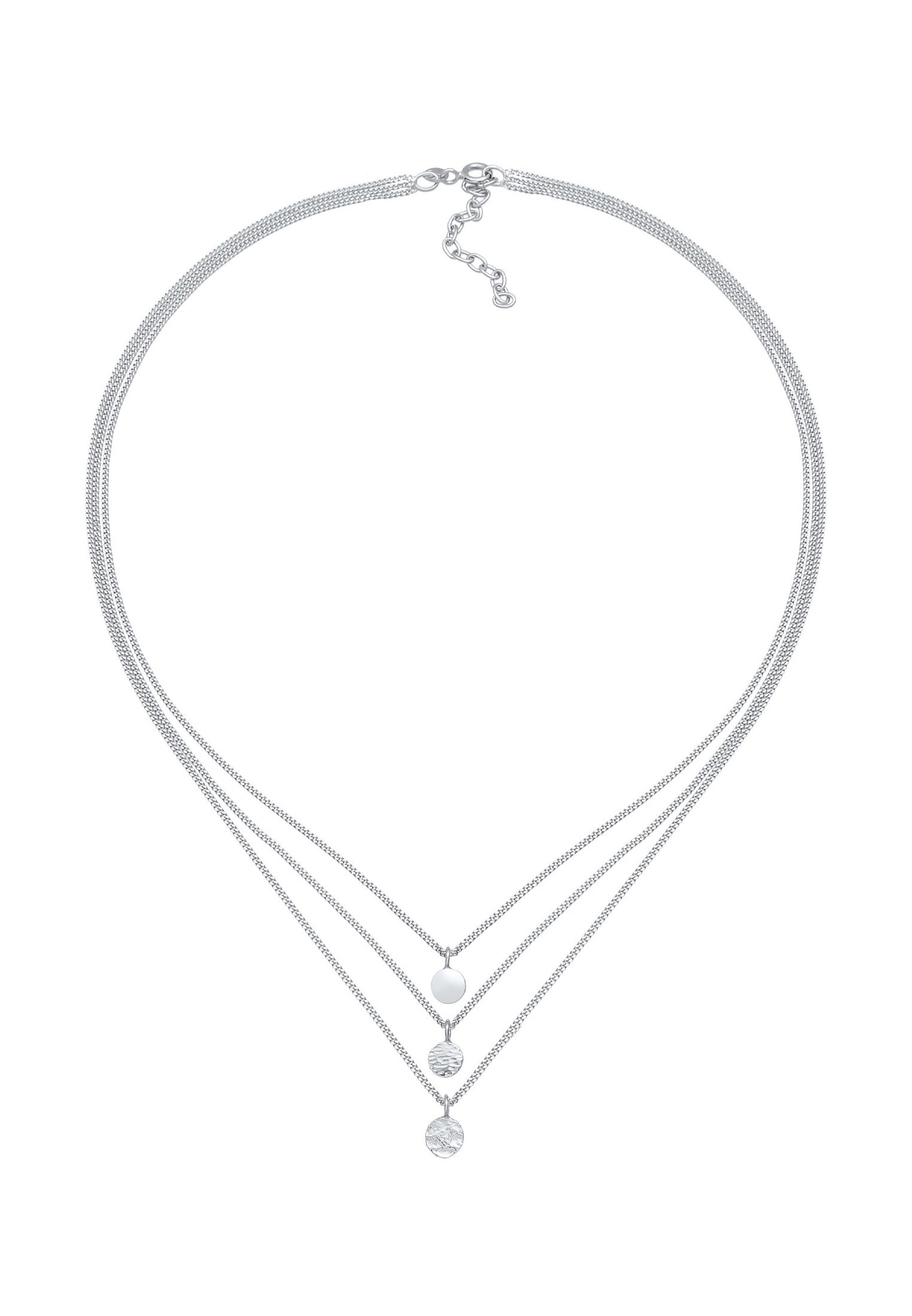 Elli Femmes Choker Layer Three Row Plate Boho Trend Blogger en argent sterling 925