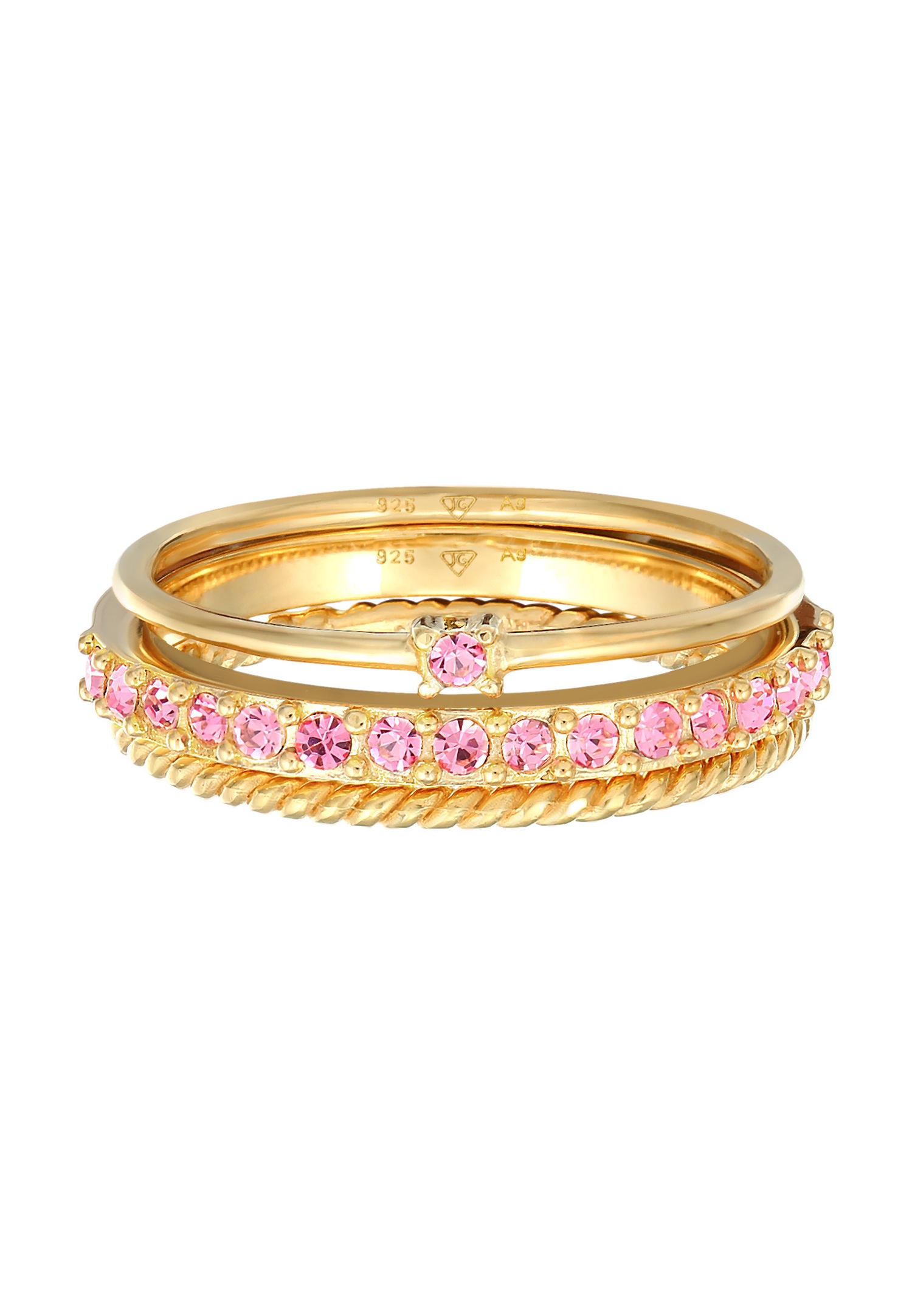 Elli Femmes Set Multi-Color étincelant avec cristaux Multicolore en argent sterling 925 plaqué or