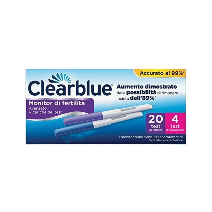 CLEARBLUE Clearblue Advanced Fertility Monitor Vervangingstesten, 20 vruchtbaarheidstesten + 4 zwangerschapstesten, nauwkeurigheid meer dan 99%