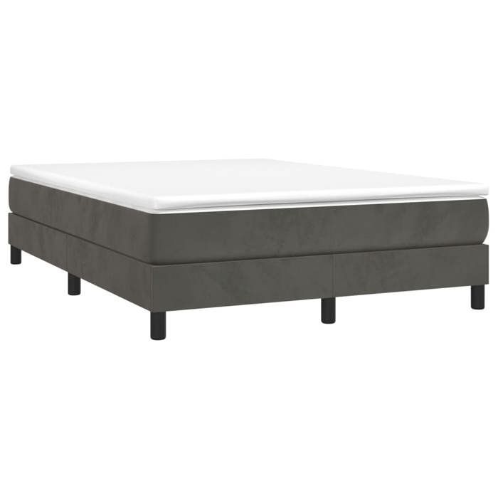 Muebles de cama - ZENCORE - Estructura de cama doble - Base de láminas - Terciopelo gris oscuro 140x190 cm 546259