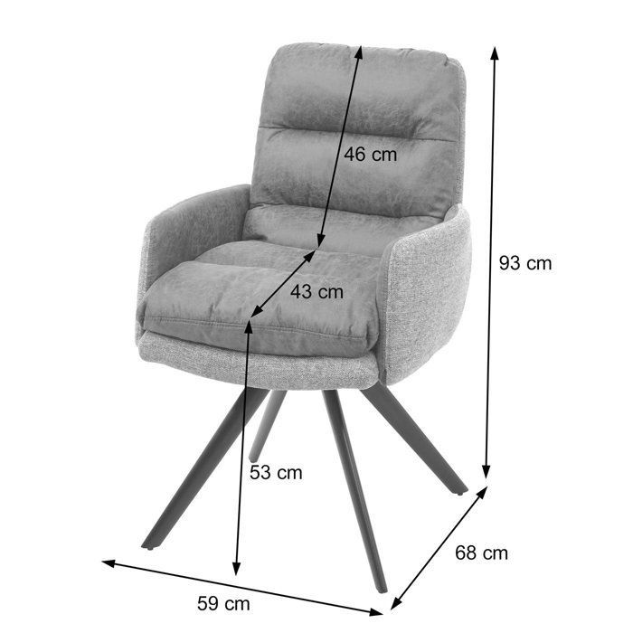 Chaise de salle à manger MCW-G66 pivotante tissu/textile crème avec accoudoirs