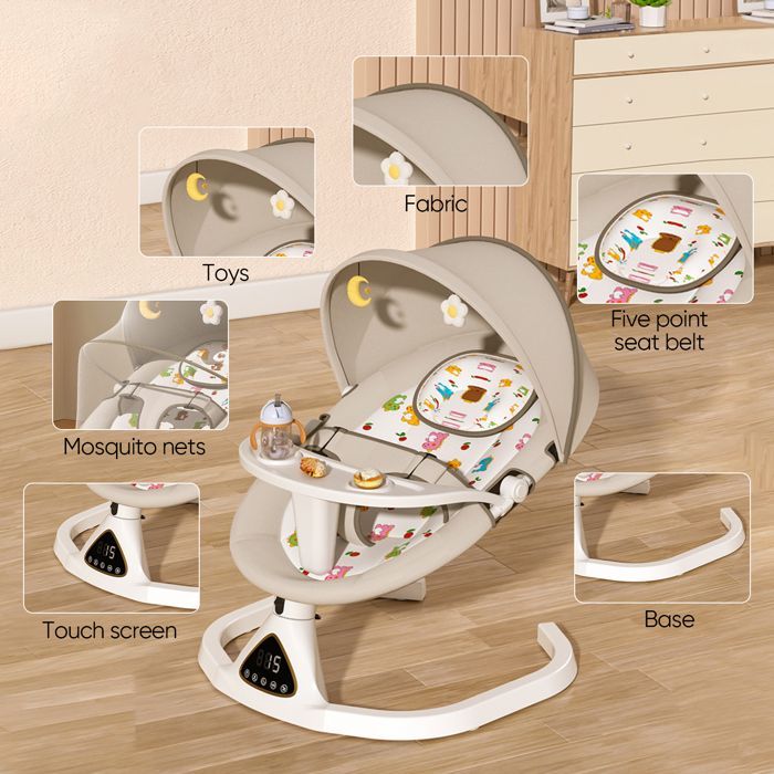 Baby Swing and Bouncer, 3-in-1 Electric Swing with Remote Control, Dining Table, 5 Swing Modes, Timer, and Bluetooth