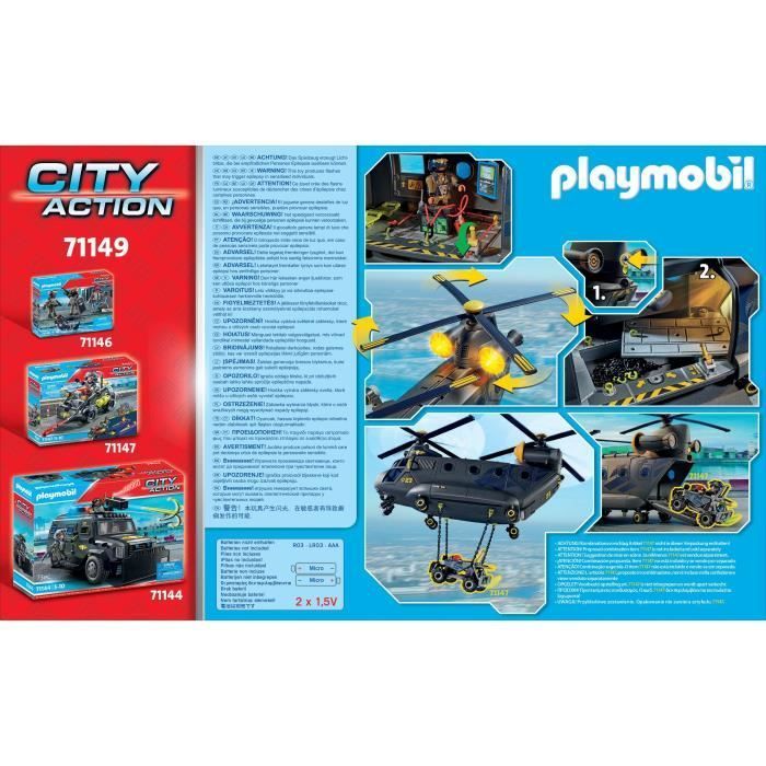 PLAYMOBIL 71149 Helicóptero de transporte de fuerzas especiales, Policía, Acción urbana, Unidad de élite, 117 piezas, A partir de 5 años