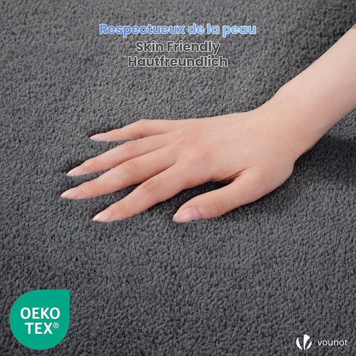 Alfombra VOUNOT® suave, de pelo corto y antideslizante para salón, 120x160cm, color antracita liso.