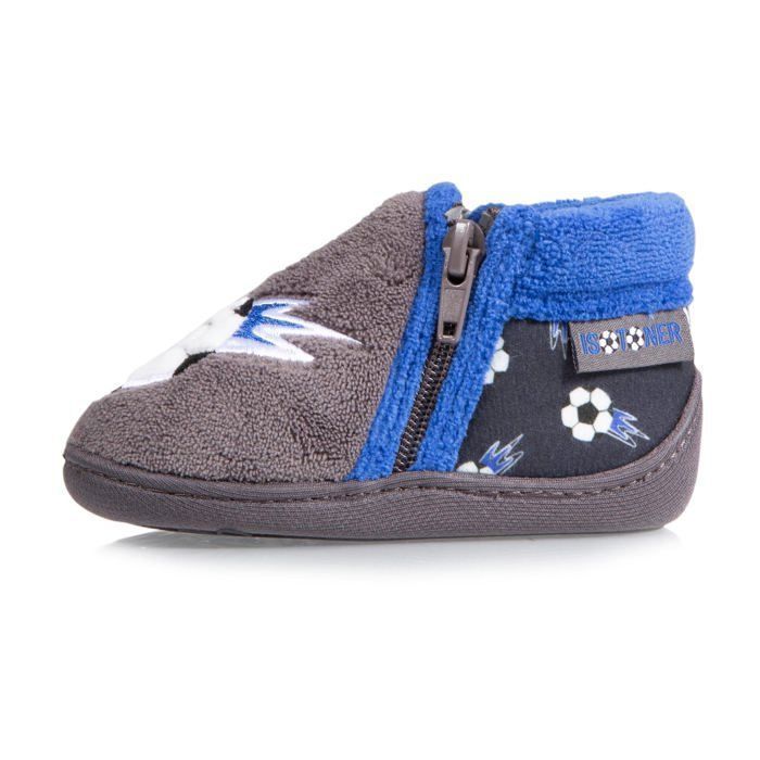 Pantuflas Isotoner para bebé niño con suela antideslizante, color gris.