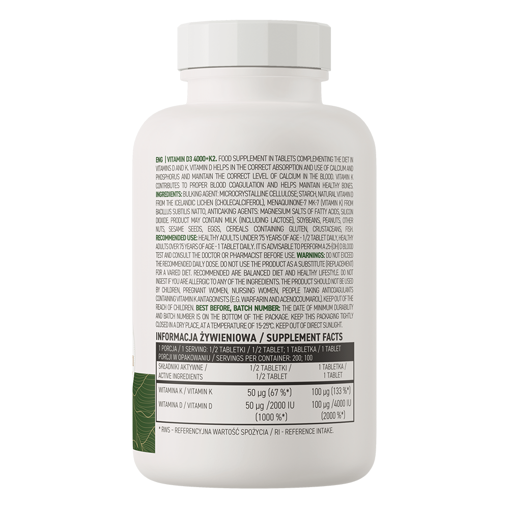 OstroVit Vitamin D3 4000 IU + K2 VEGE