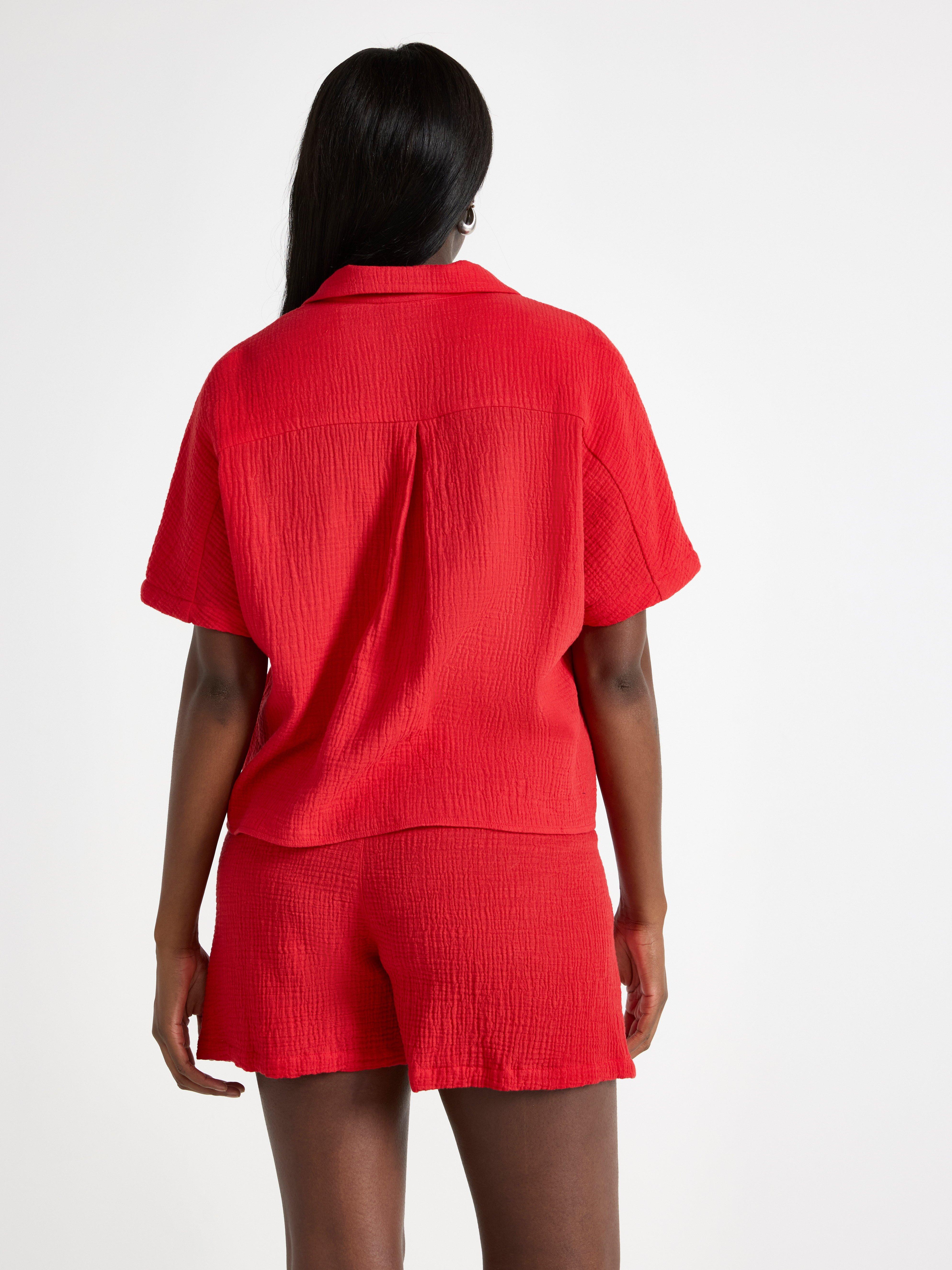 Chemise froissée MAMAN rouge foncé