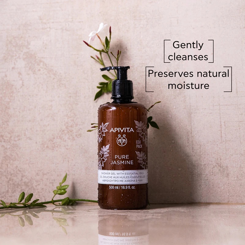 Apivita Pure Jasmine Shower Gel vlažilni gel za prhanje z eteričnimi olji