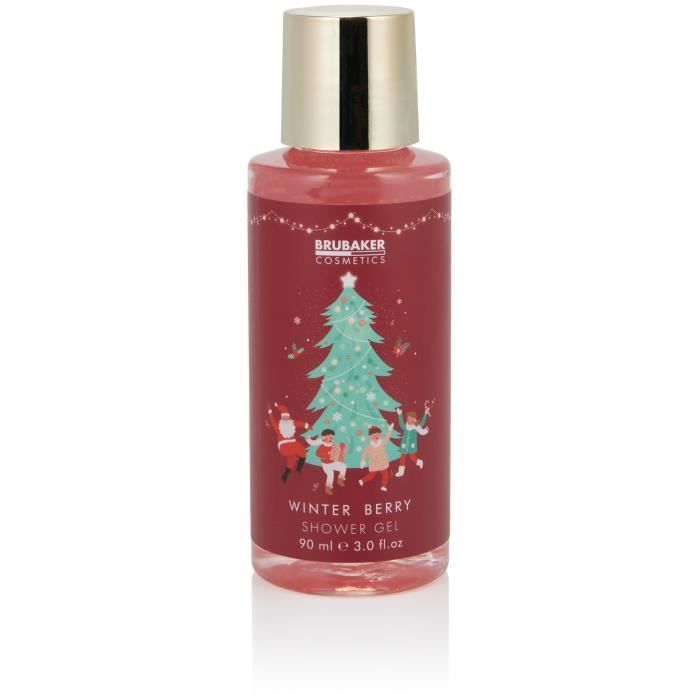 Cosméticos BRUBAKER - Set de regalo para baño y ducha - Bayas de invierno - Set navideño - 4 piezas - con taza de cerámica - Idea de regalo para mujeres