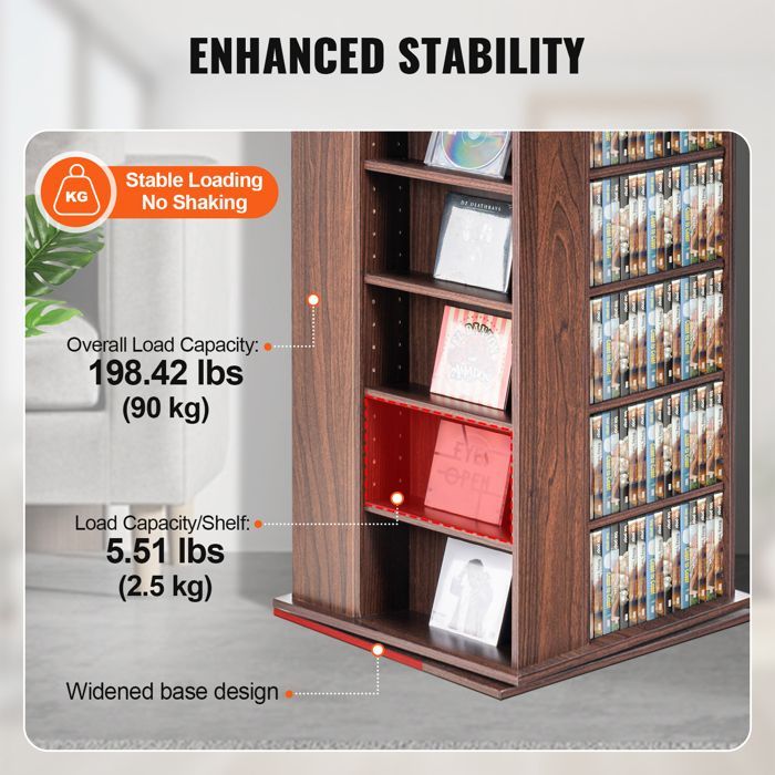 Armoire de Rangement CD/DVD-VEVOR- Réglable avec 34 Compartiments-Étagère à DVD à 10 Couches pour 1040 CD-Marron Foncé
