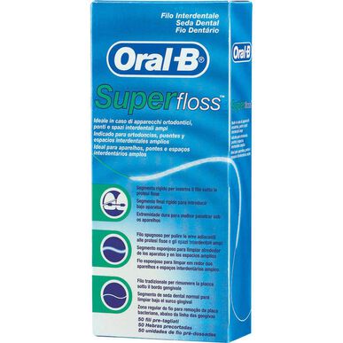 Zobna nitka Oral-B Super Floss za zobni aparat 50 kosov